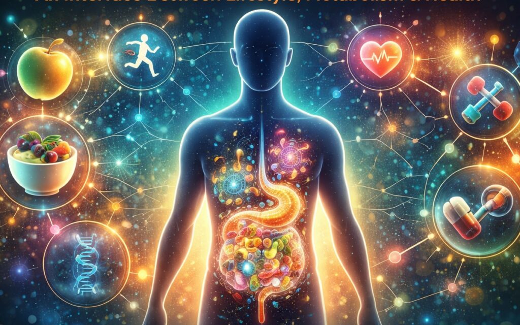 Human microbiome concept showing gut bacteria and microbial diversity.