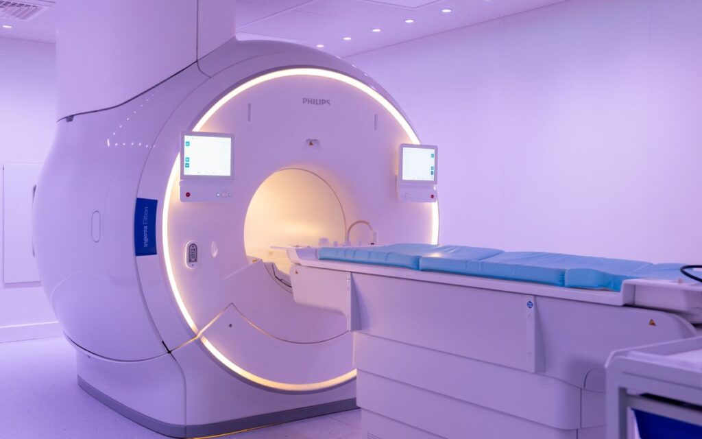 MRI scanner in a clinical setting used for rapid access diagnostic imaging.